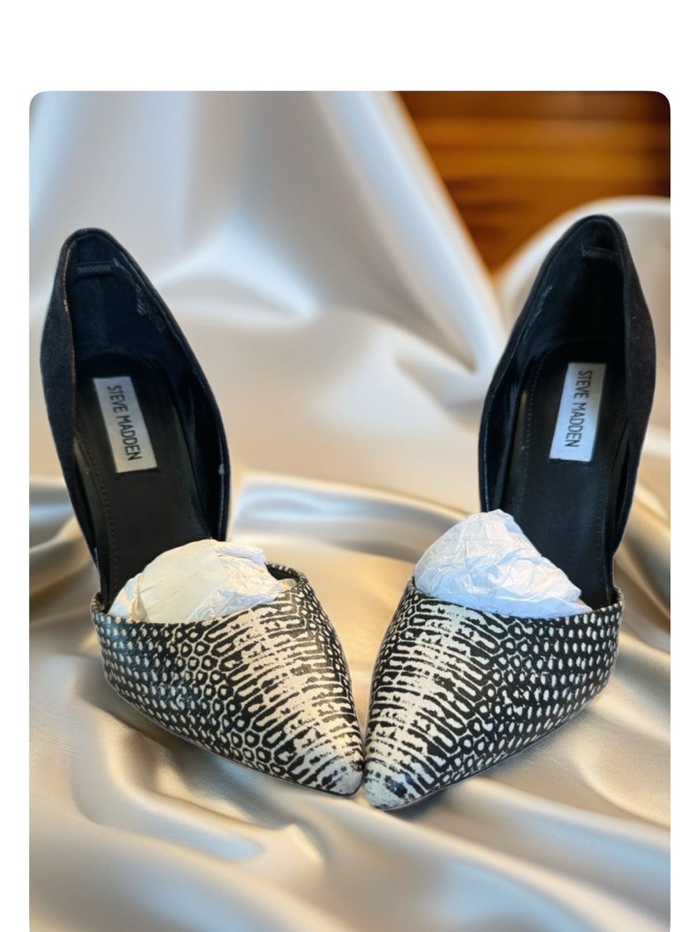 Steve Madden Black & White Patterned Pointed D'Orsay Pumps